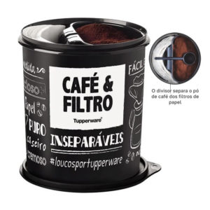 Tupper Caixa Café e Filtro 500g Preta e Branca